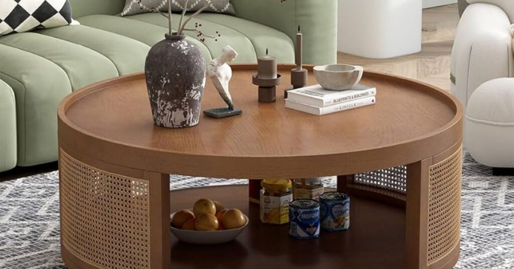 Cane Coffee Tables with Storage and Functionality Features