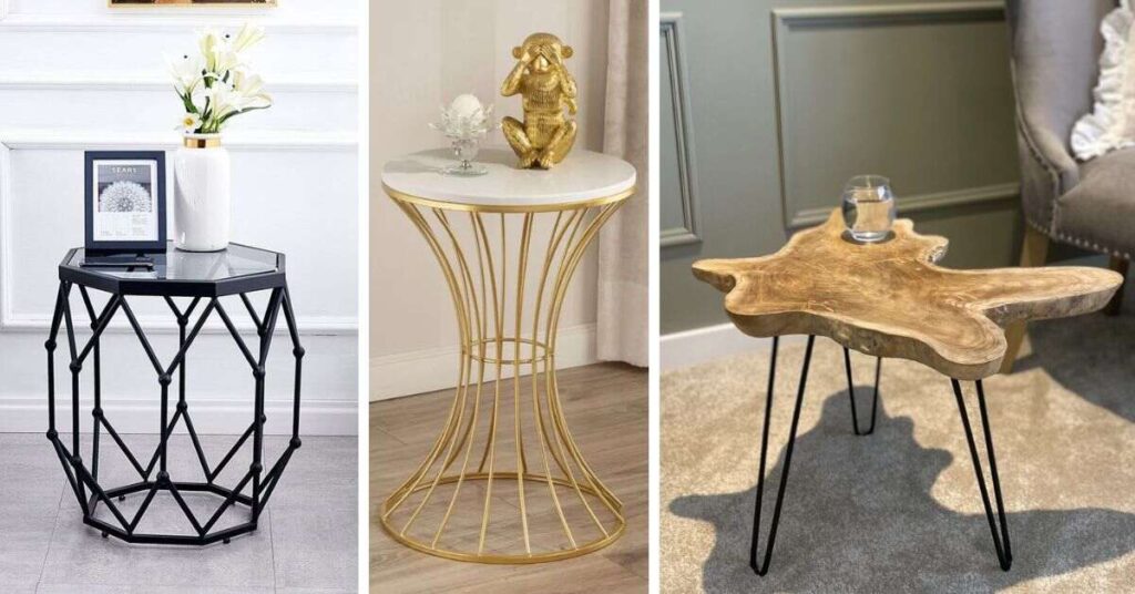 Metal Coffee Table with Glass, Marble, or Wood Top