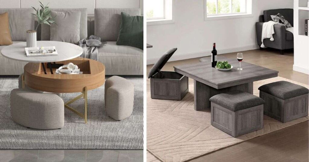Storage Coffee Table with Stools