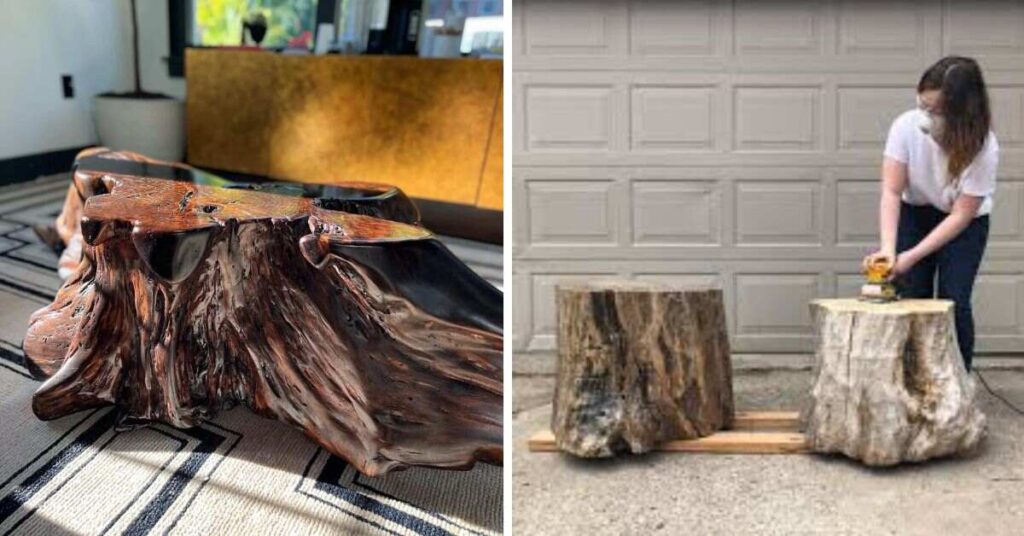Tree Stump Coffee Table Materials and Finishing