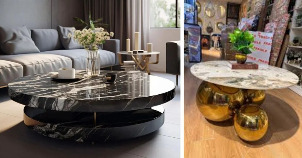 White vs Black Round Marble Coffee Table Designs