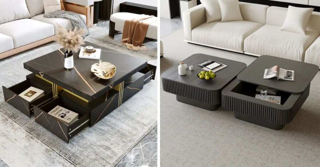 Black Square Coffee Table With Storage for Better Organization