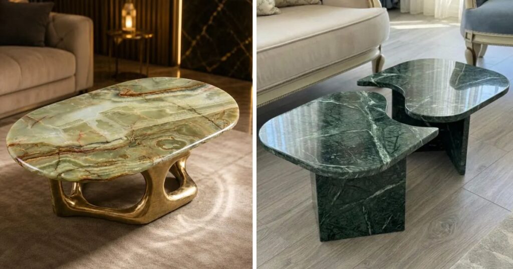 How to Style a Green Marble Round Coffee Table