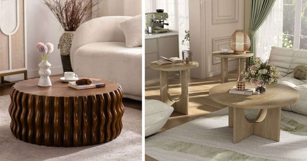 Round Fluted Wood Coffee Table Ideas