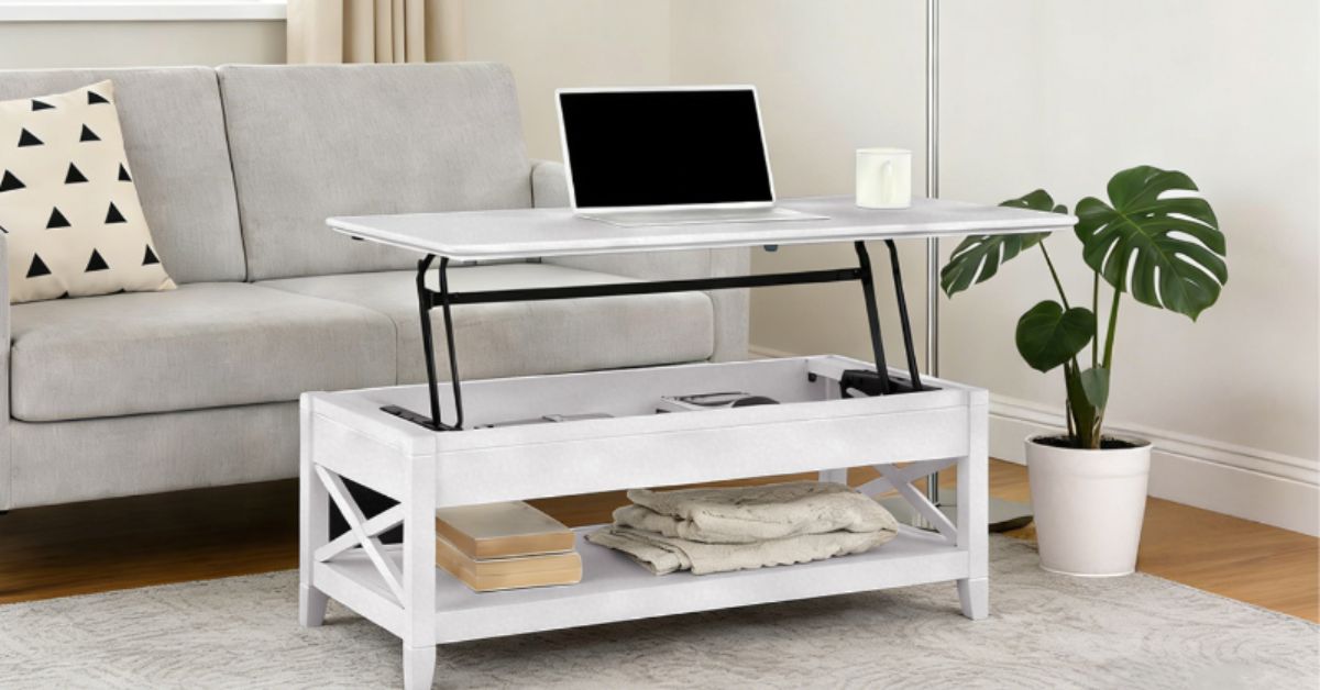 White Lift Top Coffee Table