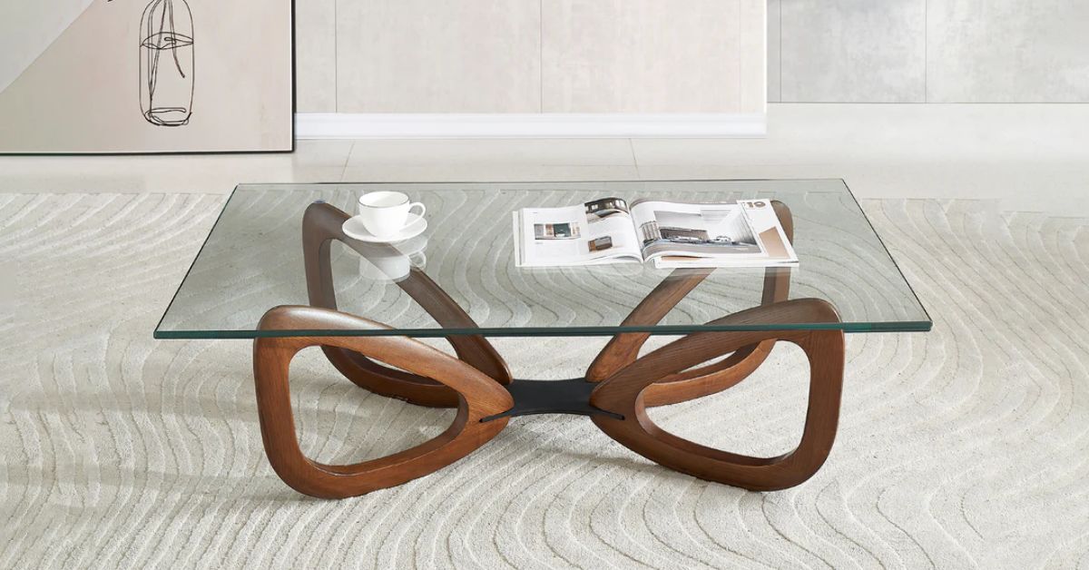 coffee table glass top wood