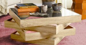 Geometric wood coffee table