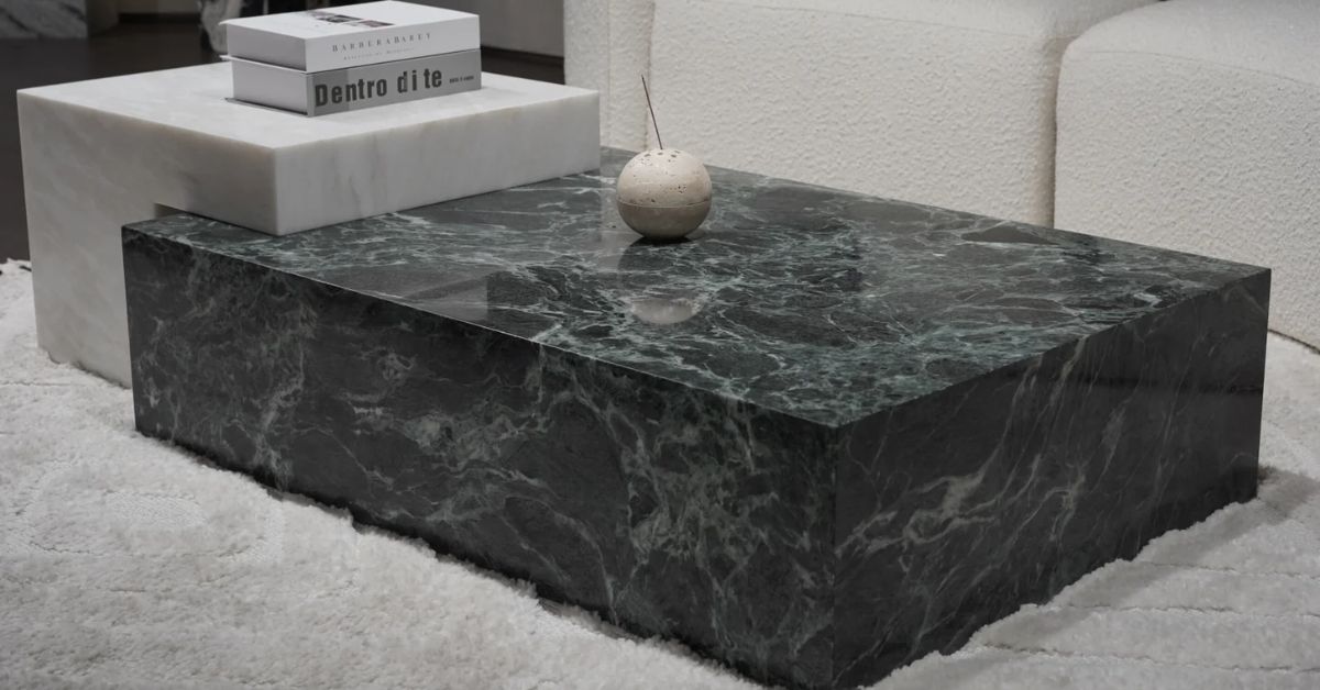 Dark Green Marble Coffee Table